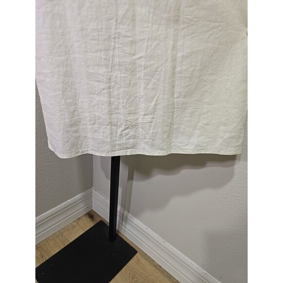 Handmade White Linen Shift Womens Lge Halter Brown Strap Peasant Resortwear - Picture 3 of 7